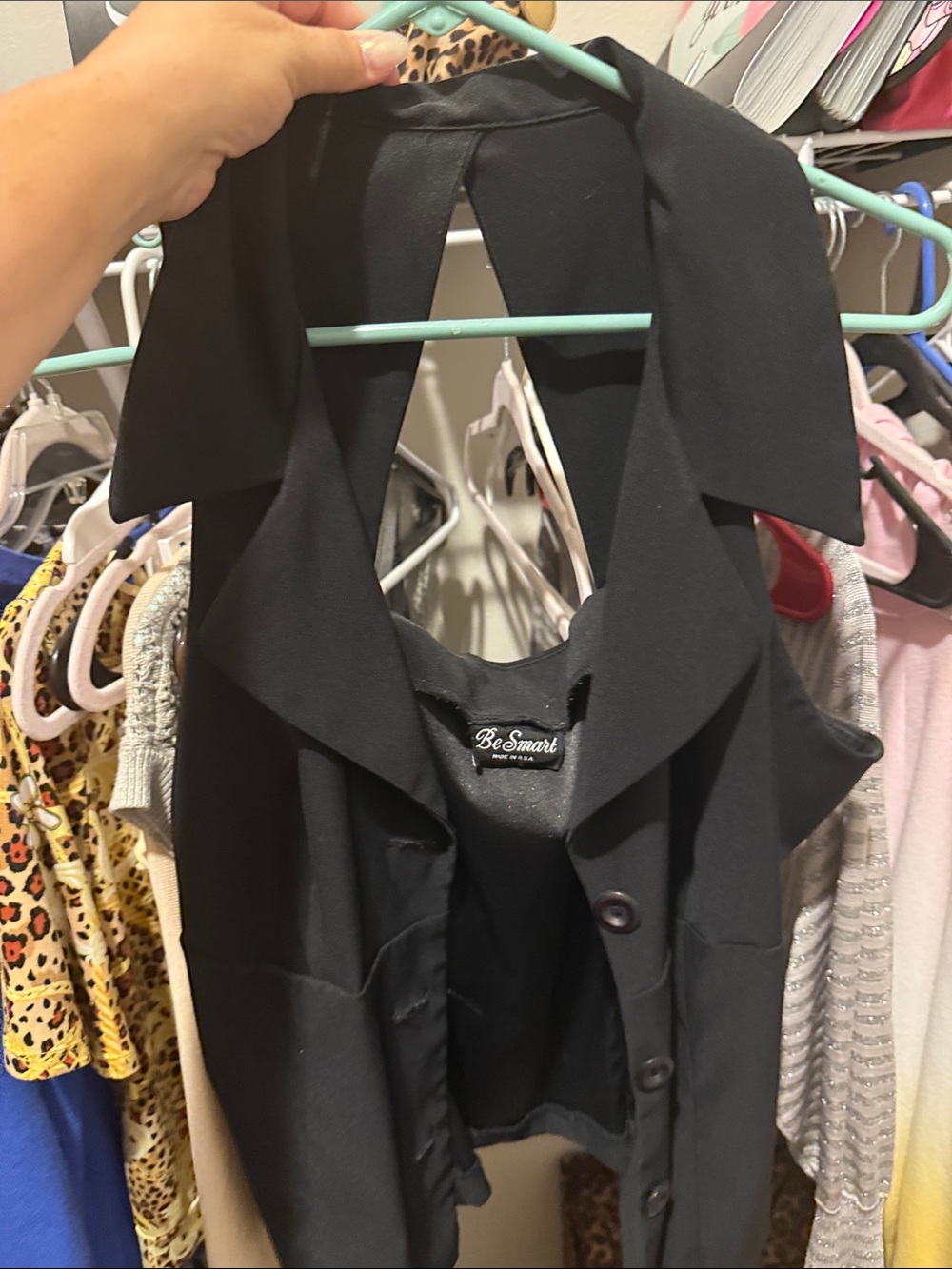 Be Smart Black Sleeveless Blazer Vest for Women